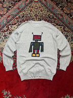 Basic House x Herve Tullet Grey Robot Graphic Crewneck Sweater - M