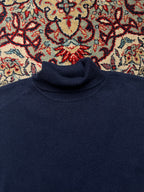 Olzen Navy Blue Cashmere Knit Turtleneck Sweater - L