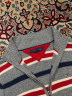 Tommy Hilfiger Striped Lambswool Full Zip Knit Cardigan - M