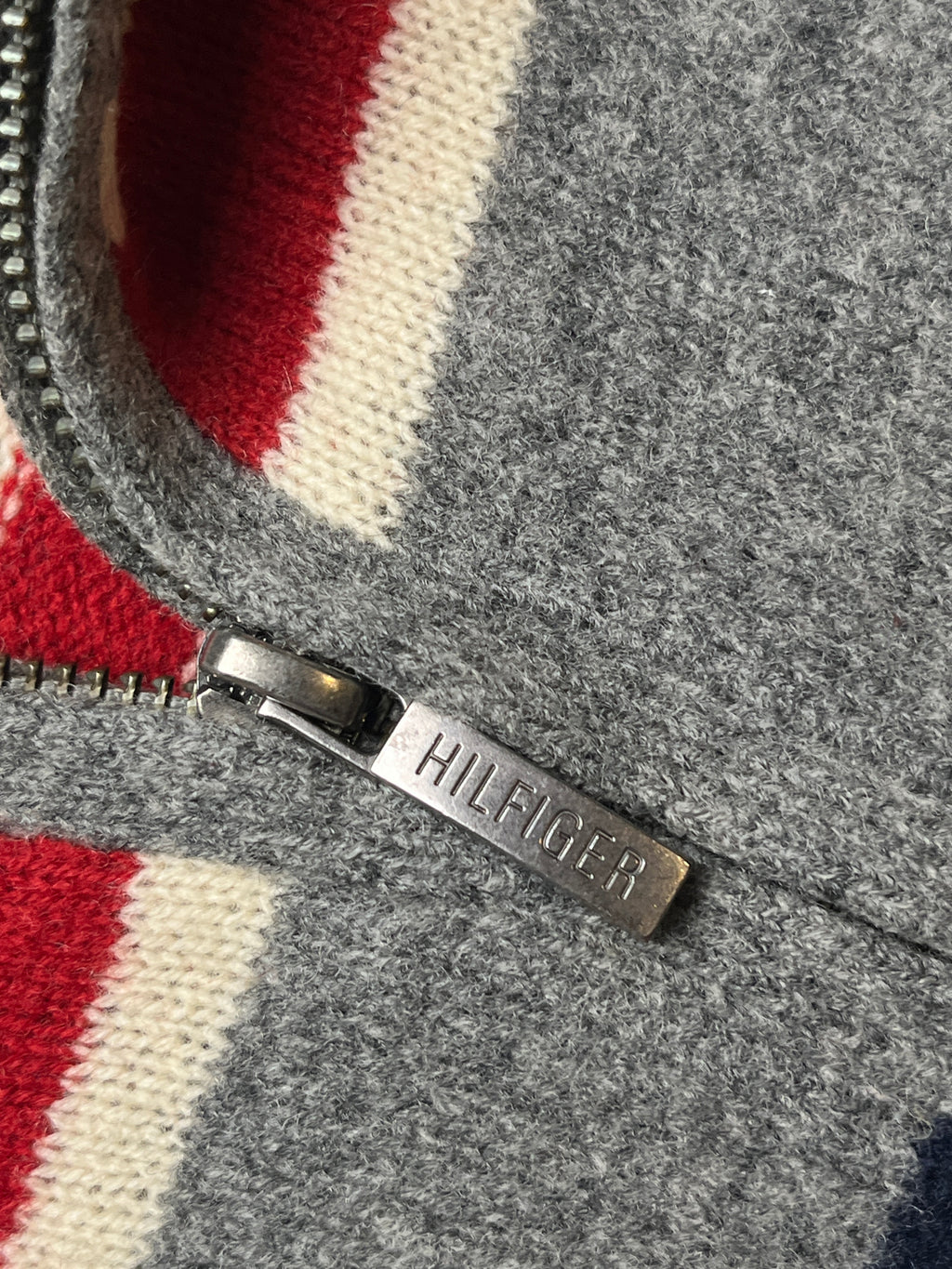 Tommy Hilfiger Striped Lambswool Full Zip Knit Cardigan - M