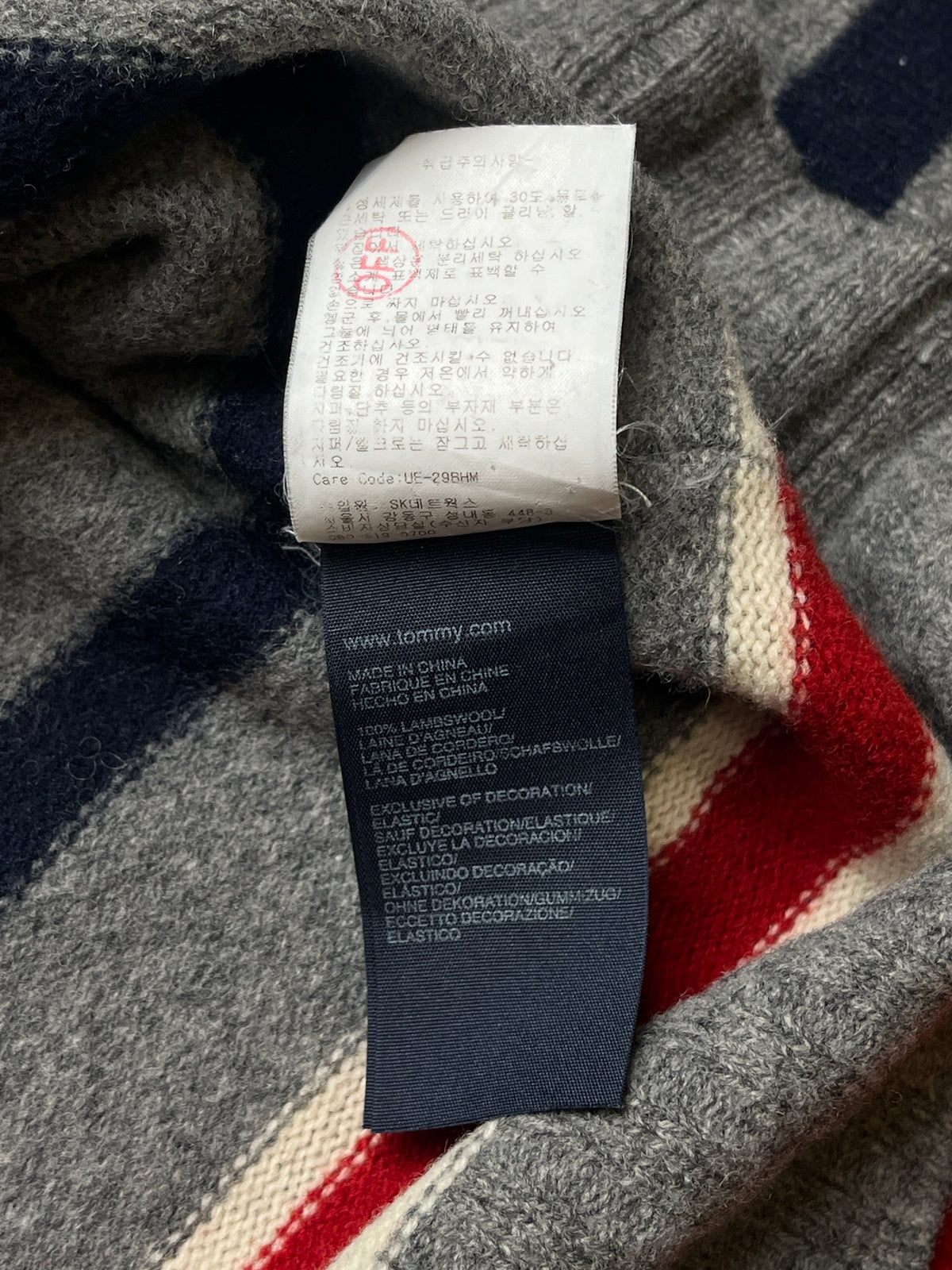 Tommy Hilfiger Striped Lambswool Full Zip Knit Cardigan - M