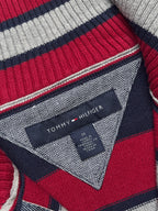 Tommy Hilfiger Striped Cotton Quarter Zip Knit Sweater - S