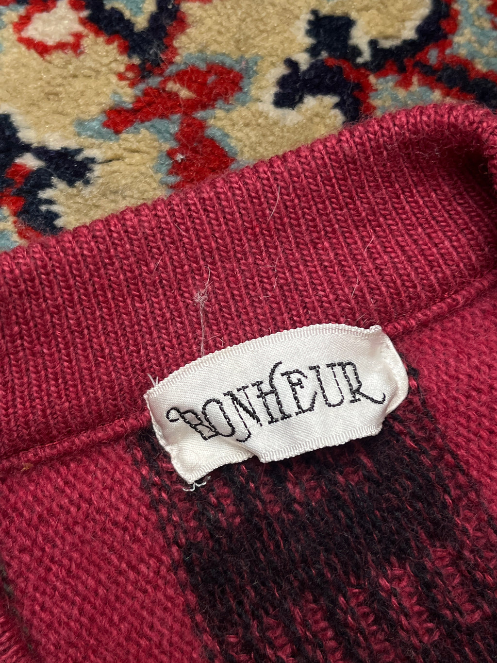 Vintage Bonheur Womens Angora Blend Geometric Knit Cardigan - XL