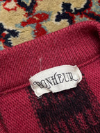 Vintage Bonheur Womens Angora Blend Geometric Knit Cardigan - XL