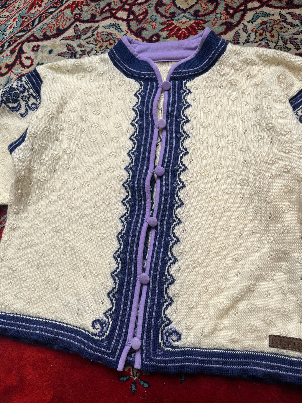 Dale Casual Women Cream Nordic Fair Isle Knit Jacket - M
