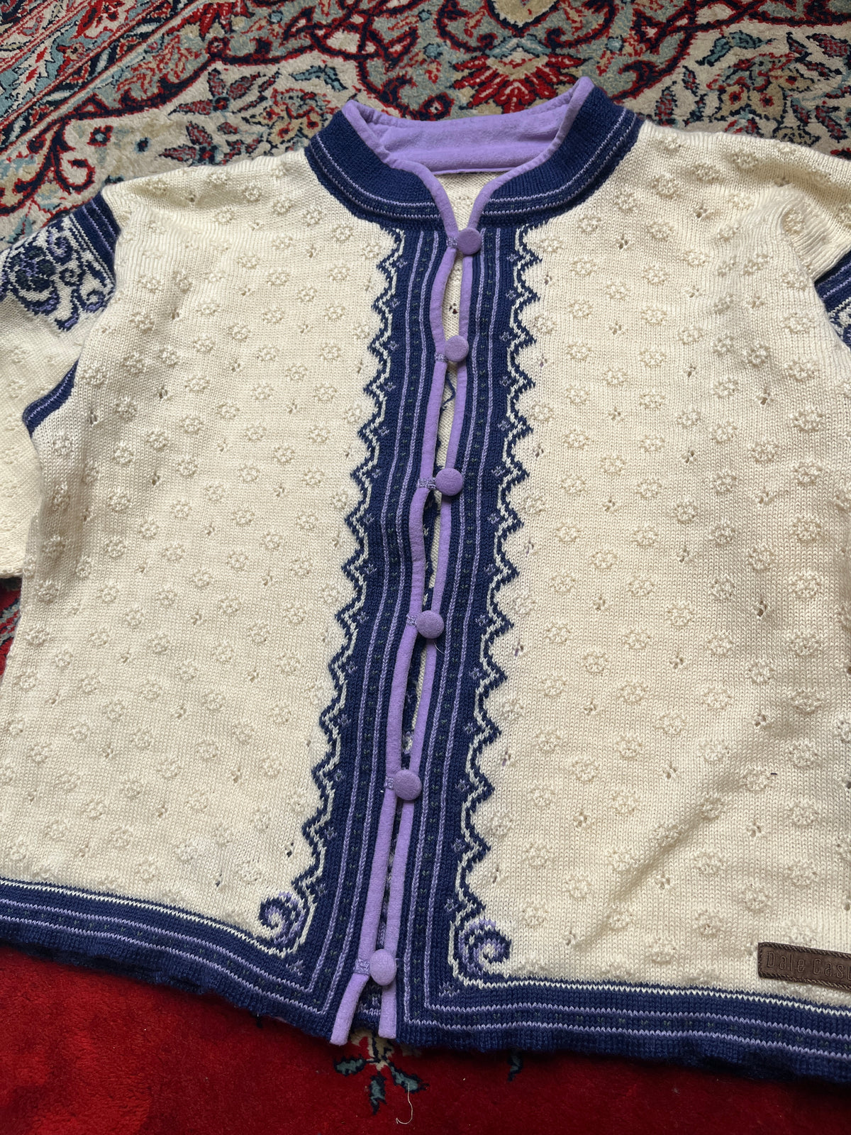 Dale Casual Women Cream Nordic Fair Isle Knit Jacket - M