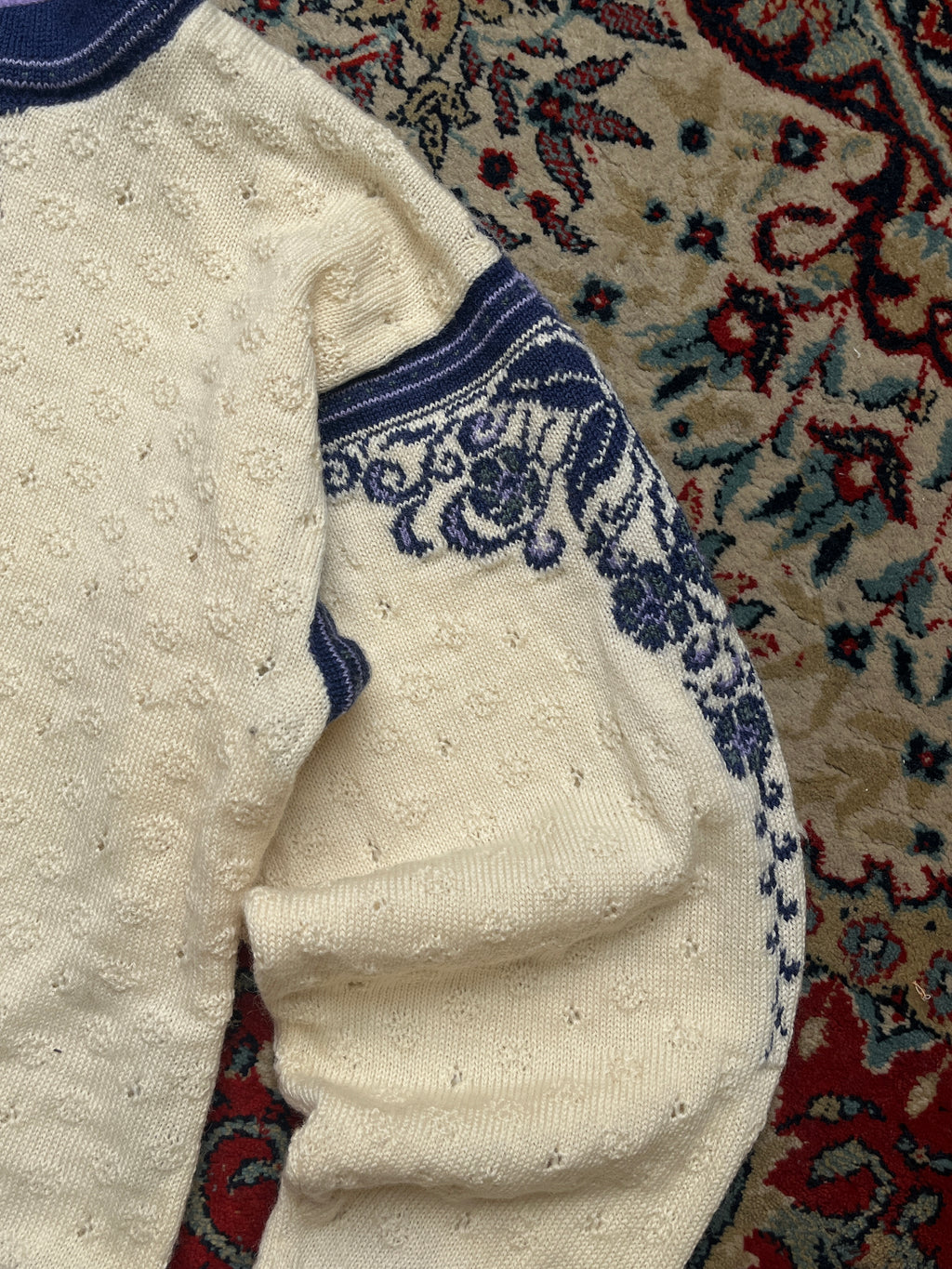 Dale Casual Women Cream Nordic Fair Isle Knit Jacket - M