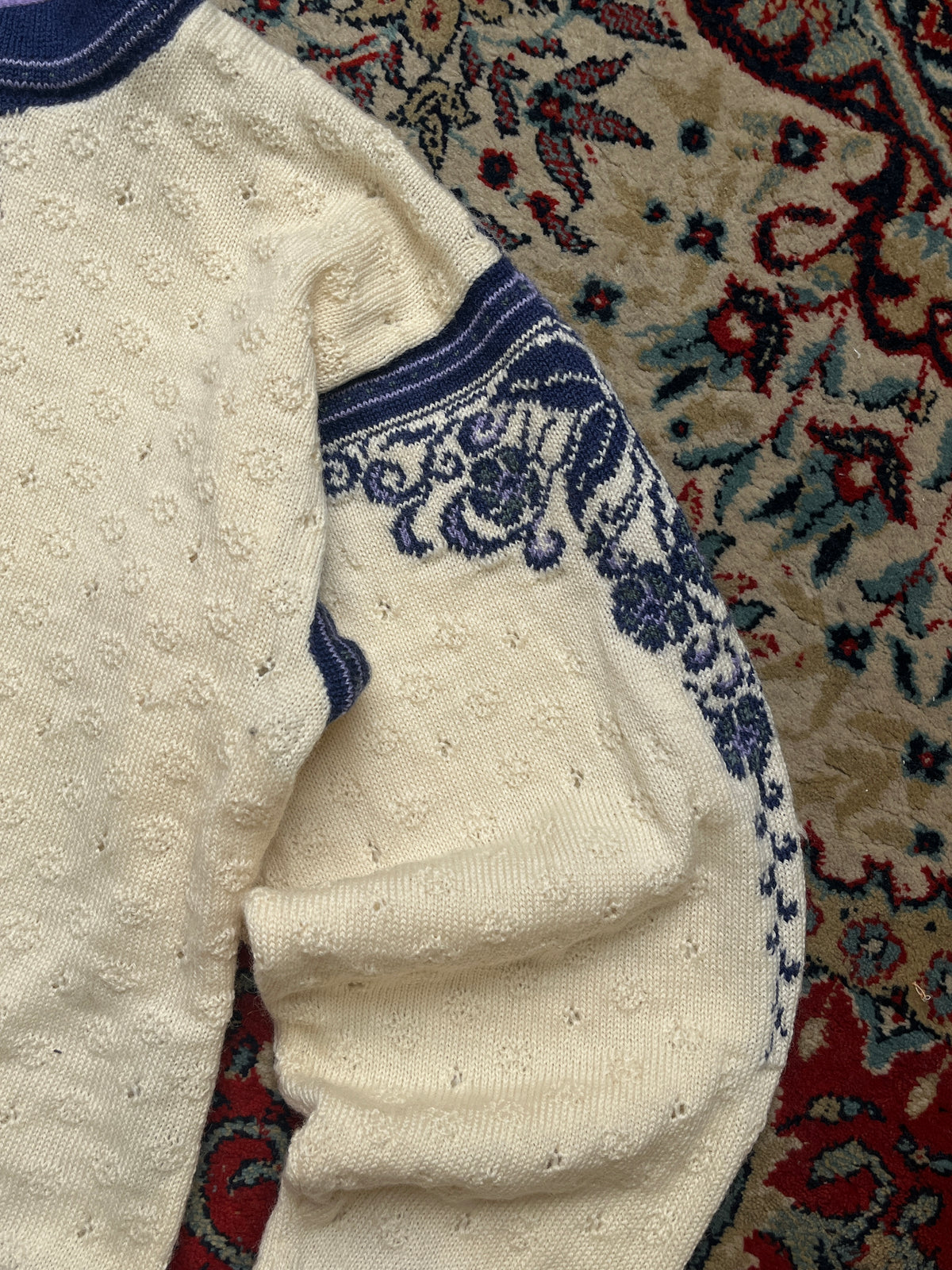 Dale Casual Women Cream Nordic Fair Isle Knit Jacket - M