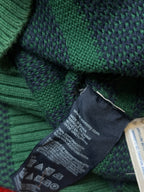 Tommy Hilfiger Green Striped Cotton Full Zip Knit Cardigan - L