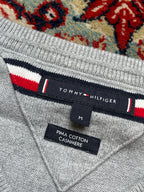 Tommy Hilfiger Heather Grey Pima Cotton Cashmere V-Neck Sweater - M