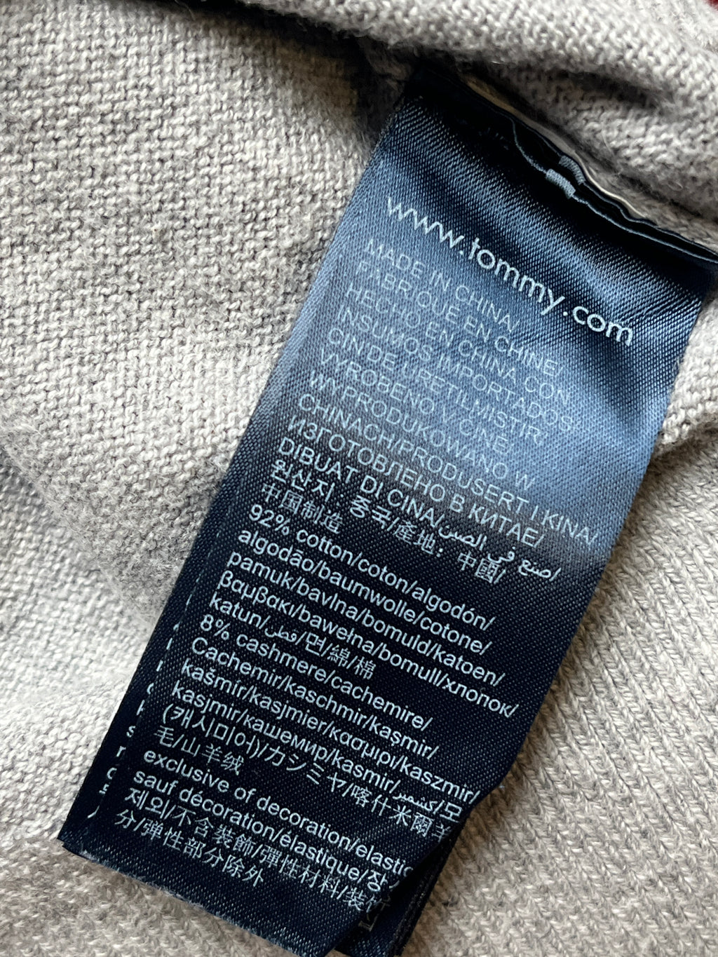 Tommy Hilfiger Heather Grey Pima Cotton Cashmere V-Neck Sweater - M