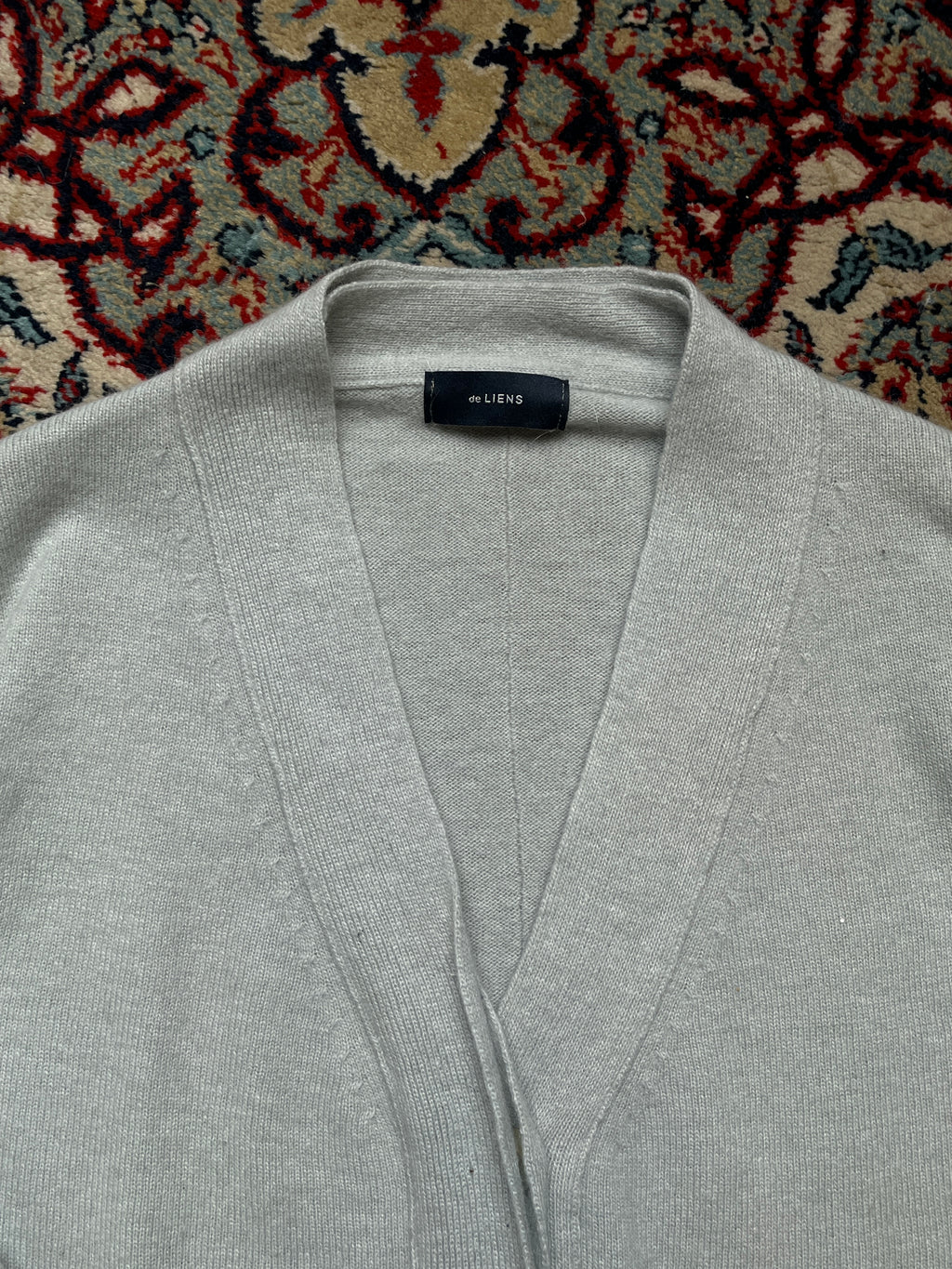Salon de Liens Light Grey Wool Cashmere Knit Cardigan - L