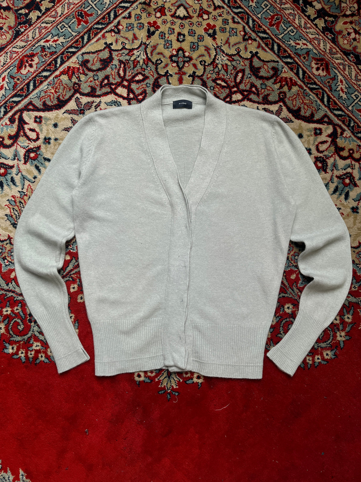 Salon de Liens Light Grey Wool Cashmere Knit Cardigan - L
