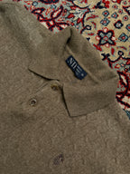 NII New York Brown Cable Knit Button Polo Collar Sweater -  S
