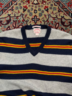 Brooks Brothers Striped Pure Lambswool V-Neck Sweater - L
