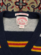 Brooks Brothers Striped Pure Lambswool V-Neck Sweater - L