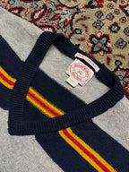 Brooks Brothers Striped Pure Lambswool V-Neck Sweater - L