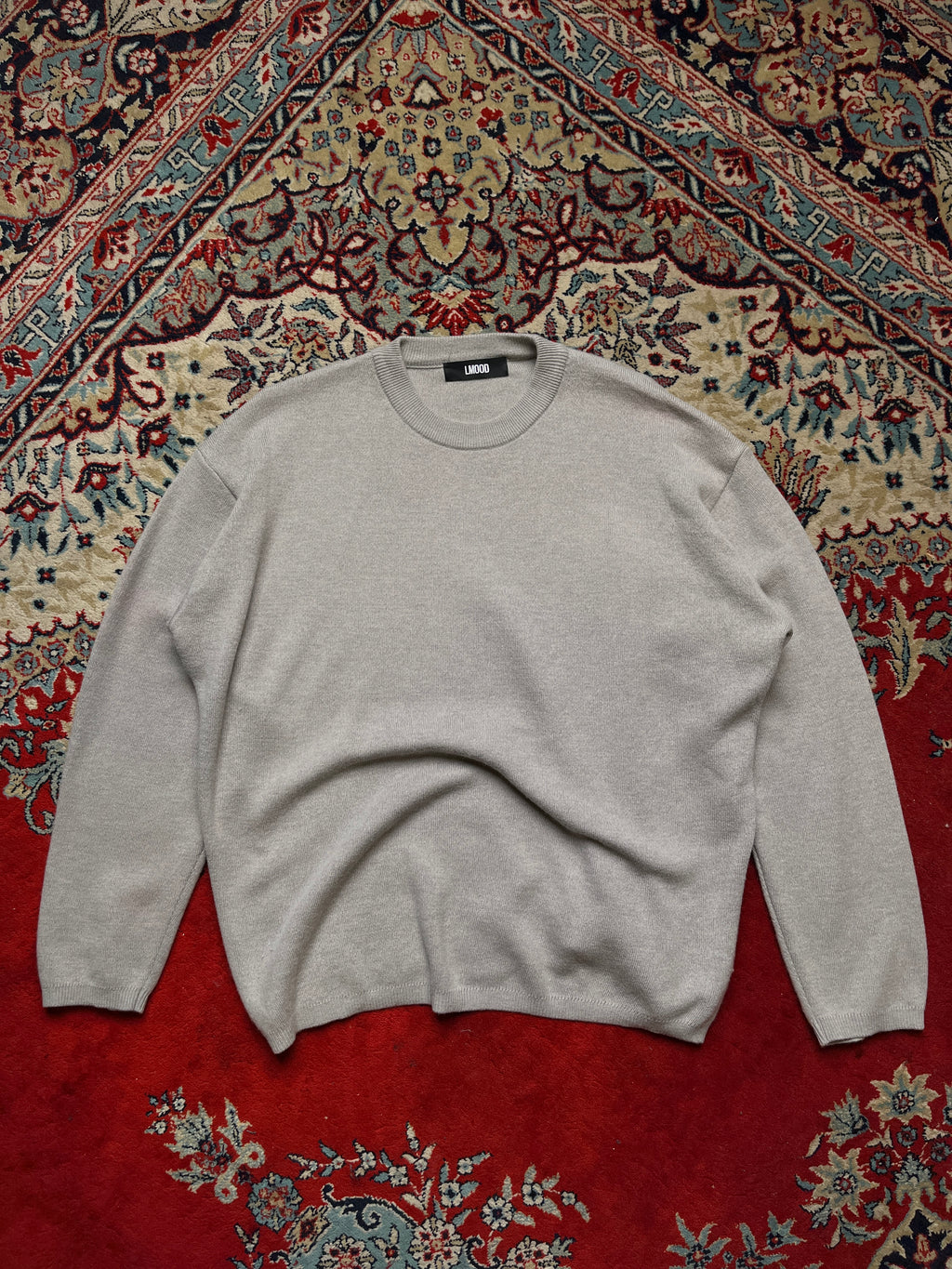LMOOD Korea Grey Wool Knit Crewneck Sweater - L
