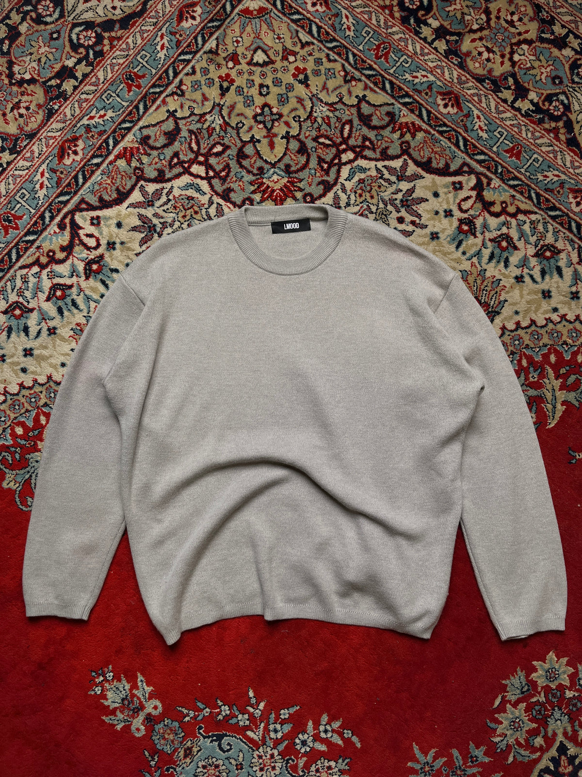 LMOOD Korea Grey Wool Knit Crewneck Sweater - L