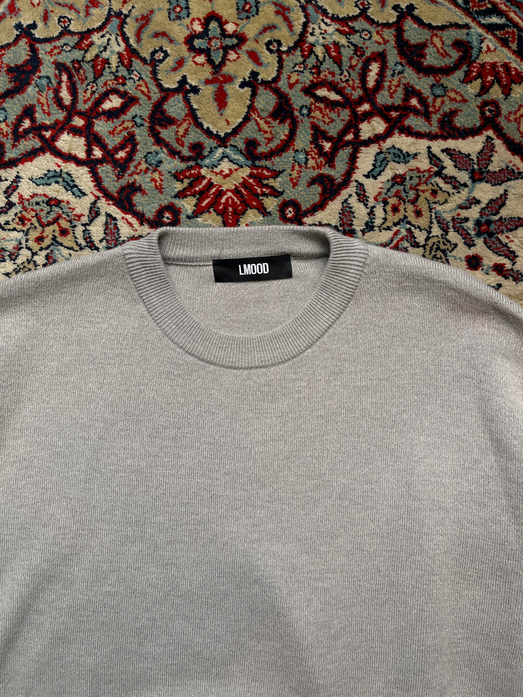 LMOOD Korea Grey Wool Knit Crewneck Sweater - L