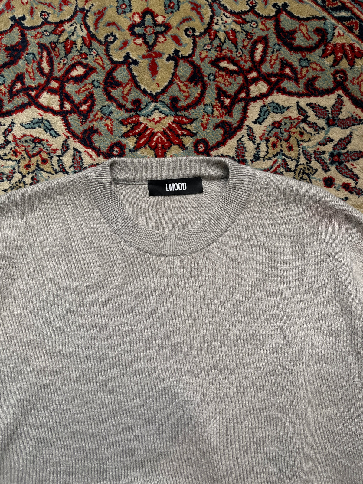 LMOOD Korea Grey Wool Knit Crewneck Sweater - L