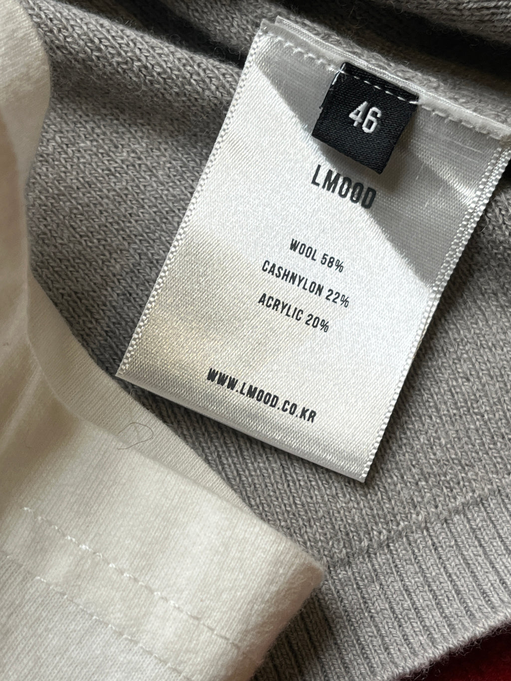 LMOOD Korea Grey Wool Knit Crewneck Sweater - L