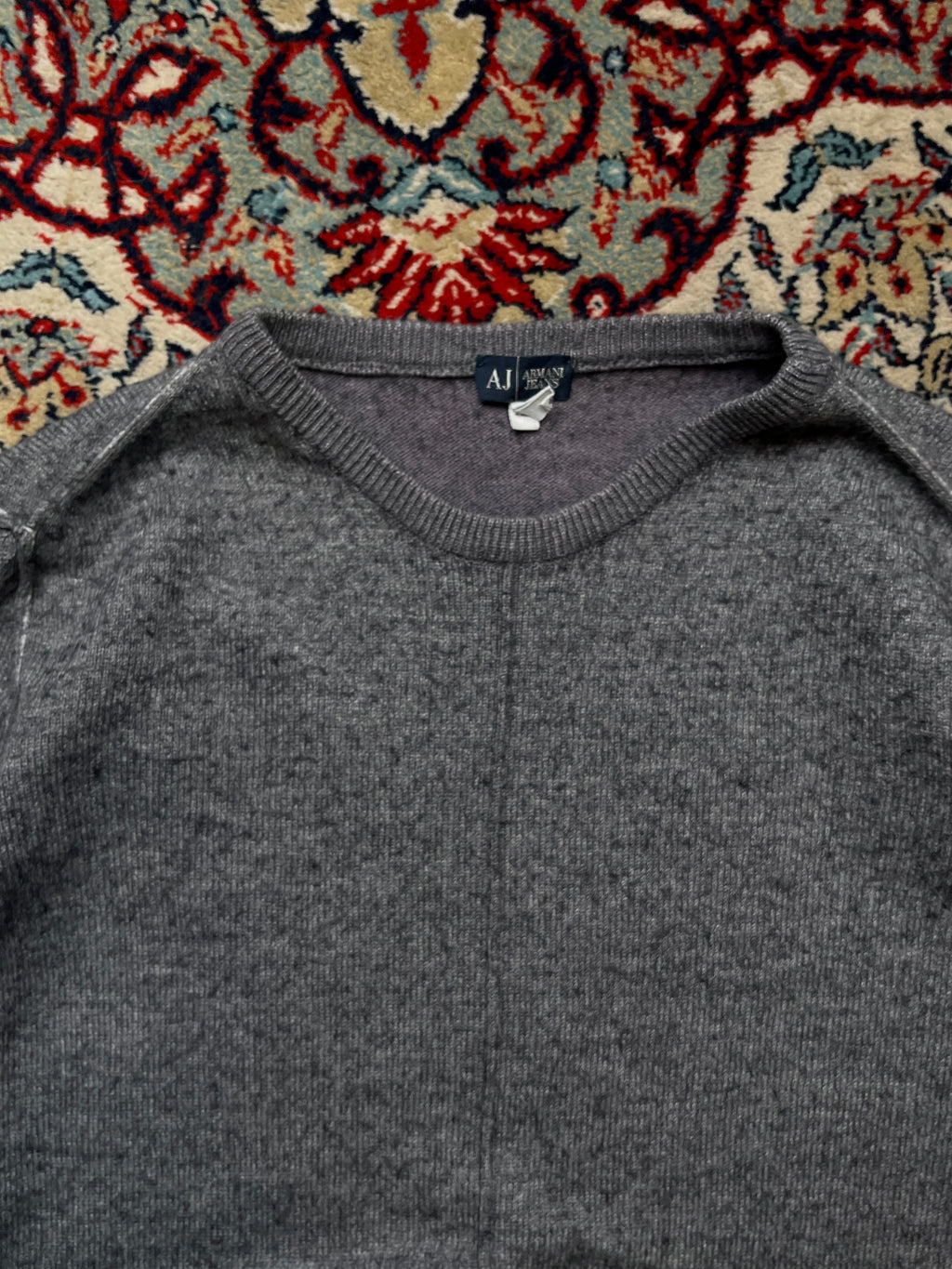 Armani Jeans Heather Grey Textured Knit Crewneck Sweater - S