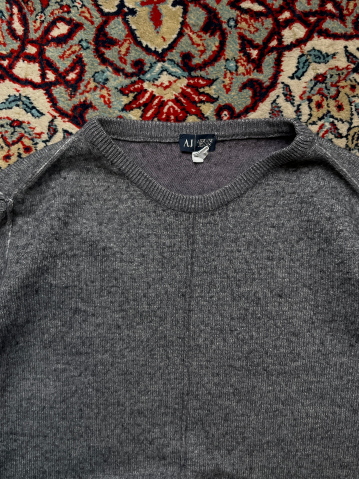 Armani Jeans Heather Grey Textured Knit Crewneck Sweater - S
