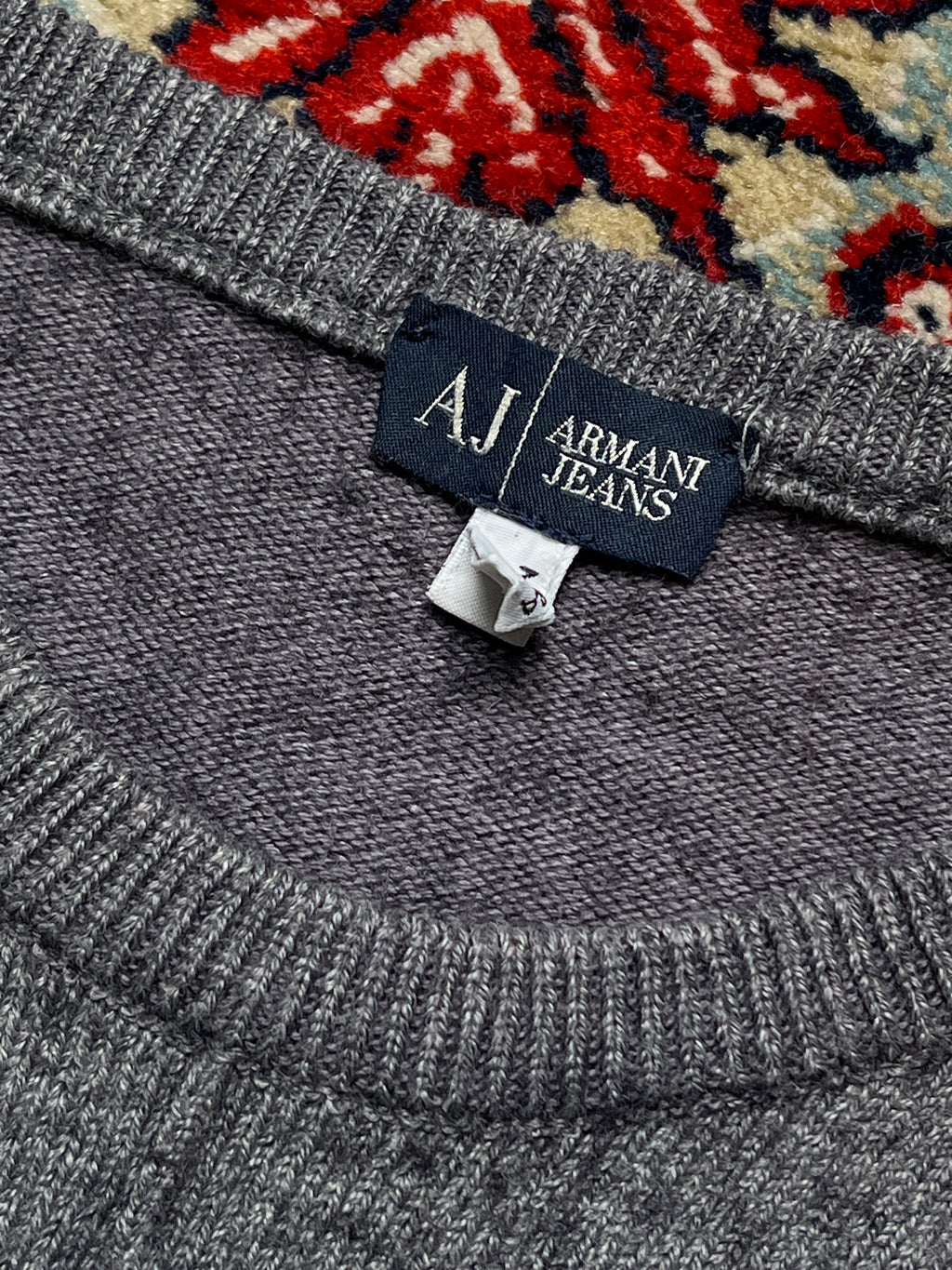 Armani Jeans Heather Grey Textured Knit Crewneck Sweater - S