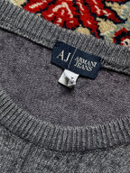 Armani Jeans Heather Grey Textured Knit Crewneck Sweater - S