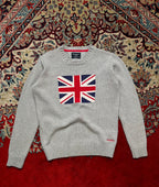 Hackett London Grey Cotton Union Jack Knit Crewneck Sweater - S