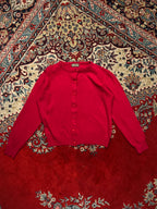 Vintage Madam Luce Red Fine Knit Button Front Cardigan - M