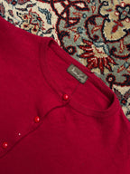 Vintage Madam Luce Red Fine Knit Button Front Cardigan - M