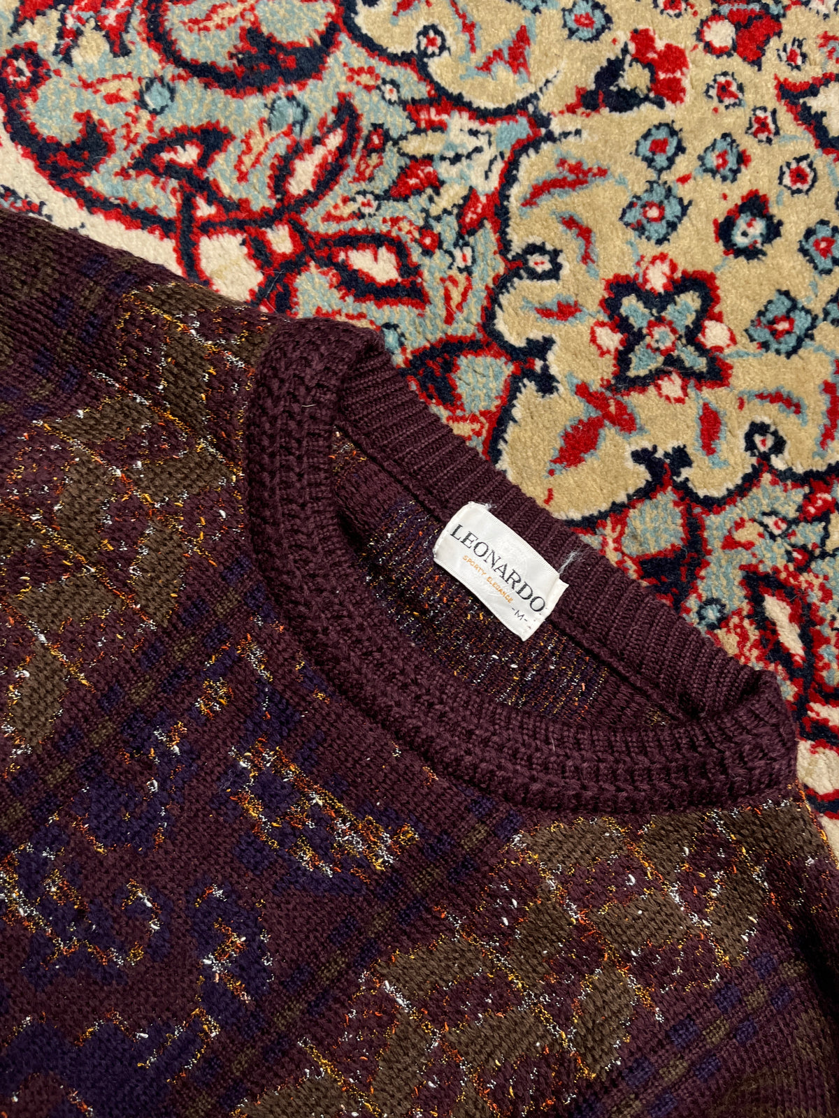 Vintage Leonardo Abstract Textured Knit Crewneck Sweater - S