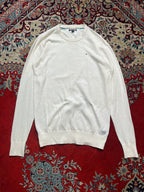 Tommy Hilfiger Cream Cotton Embroidered Flag Crewneck Sweater - L
