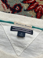 Tommy Hilfiger Cream Cotton Embroidered Flag Crewneck Sweater - L
