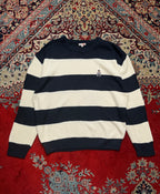 SPAO Trensic Navy Striped Chunky Knit Crewneck Sweater - XL