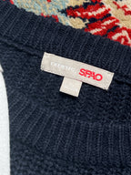 SPAO Trensic Navy Striped Chunky Knit Crewneck Sweater - XL