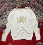 Vintage Bean Pole Classic Cream Argyle Crest Knit Crewneck Sweater - L