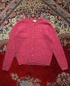 Appleseed's Pink Wool Cable Knit Cardigan - L