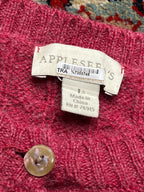 Appleseed's Pink Wool Cable Knit Cardigan - L