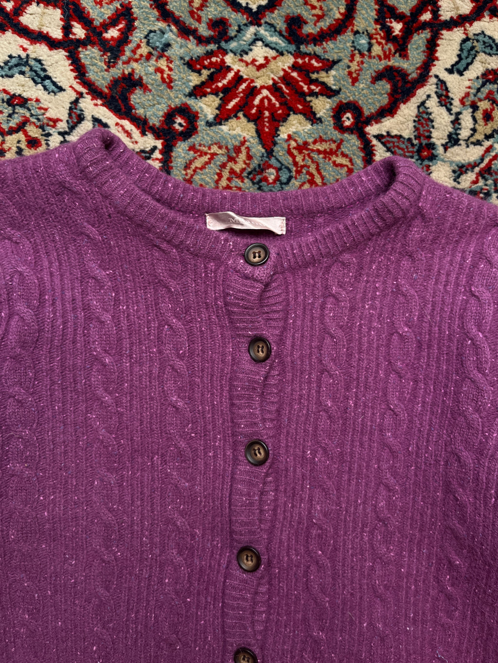MIJOO Purple Cable Knit Flecked Cardigan - S