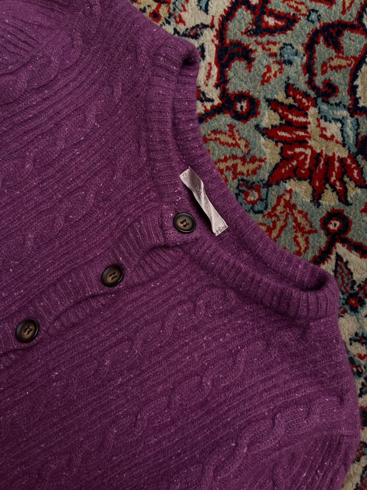 MIJOO Purple Cable Knit Flecked Cardigan - S