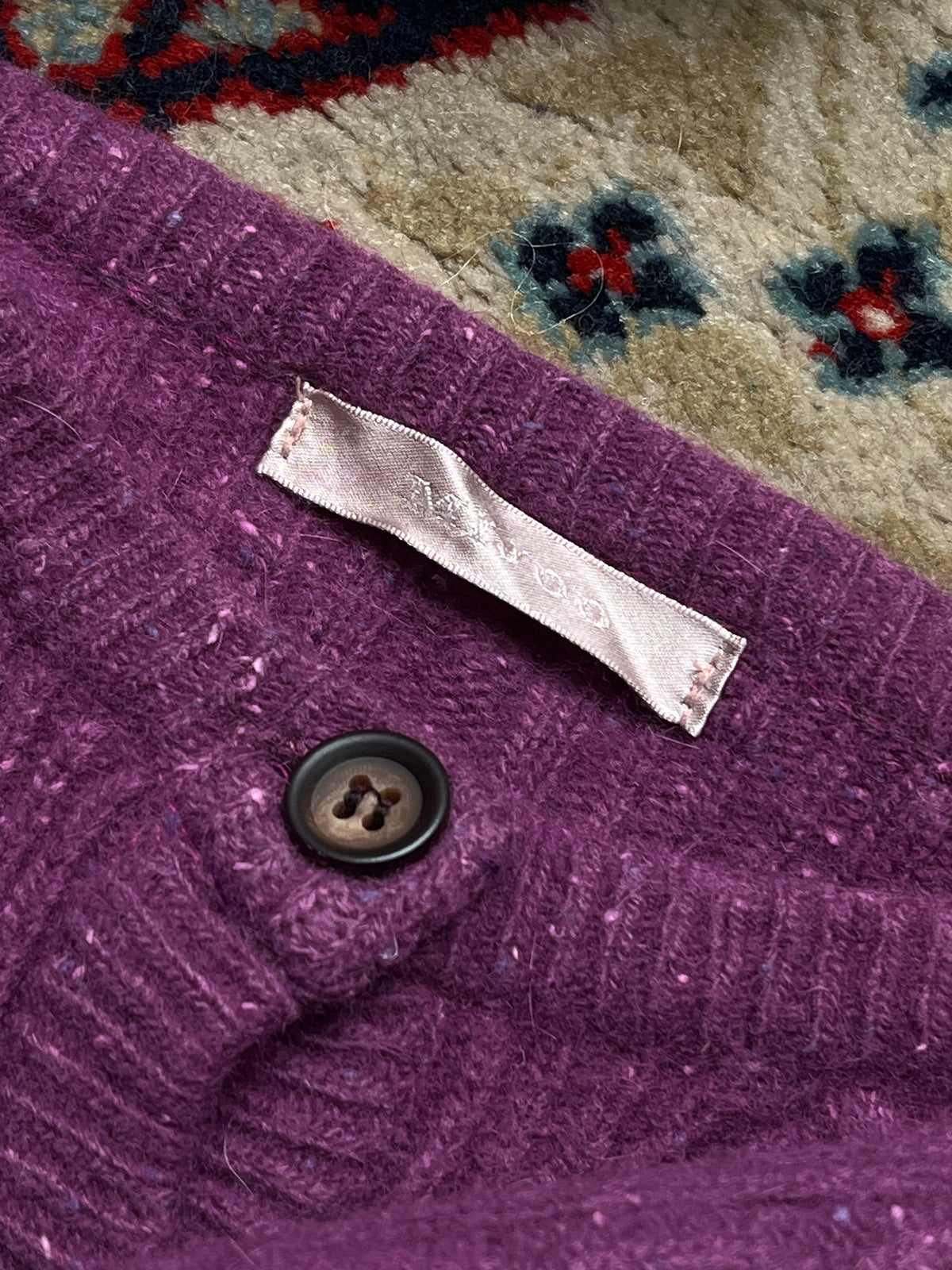 MIJOO Purple Cable Knit Flecked Cardigan - S