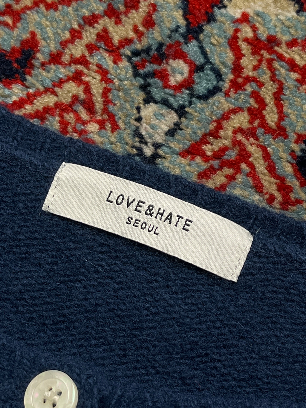 LOVE&HATE Seoul Navy Blue Cropped Knit Cardigan - M