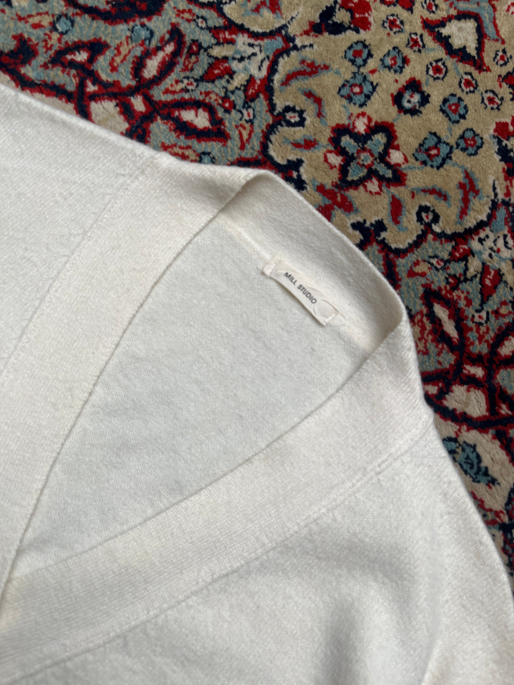 MILL STUDIO Off White Cashmere Blend Knit Cardigan - XL
