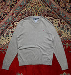 Tommy Hilfiger Heather Grey V-Neck Sweater - L