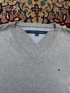 Tommy Hilfiger Heather Grey V-Neck Sweater - L