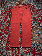Jacob Cohen Rare Luxury Handmade Italian Salmon Red Straight Fit Jeans - 34