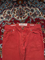Jacob Cohen Rare Luxury Handmade Italian Salmon Red Straight Fit Jeans - 34